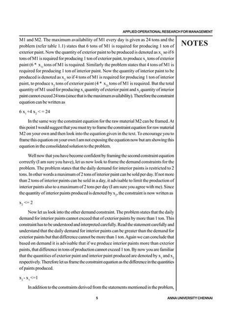 mba notes of operational research