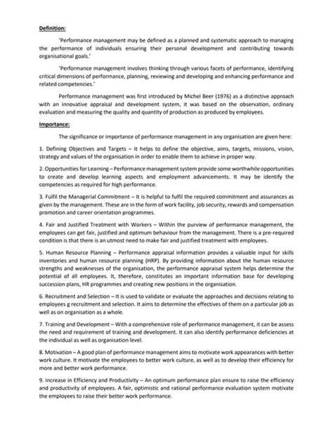 mba performance management notes