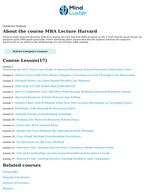 Mba Syllabus Harvard