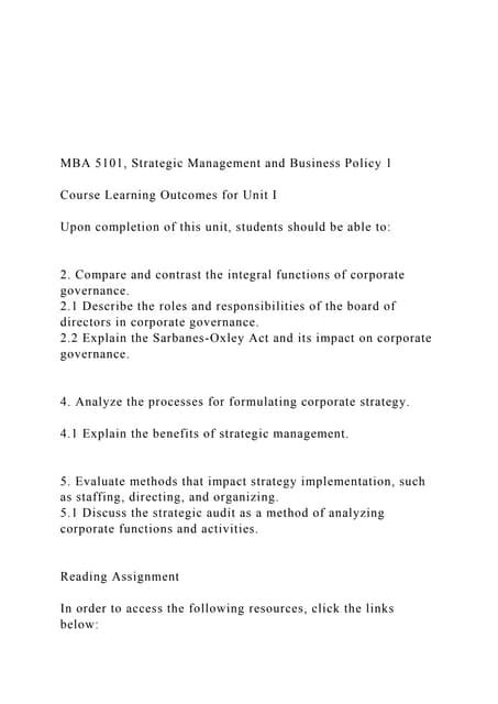 Download Mba 5101 Strategic Management And Business Policy 