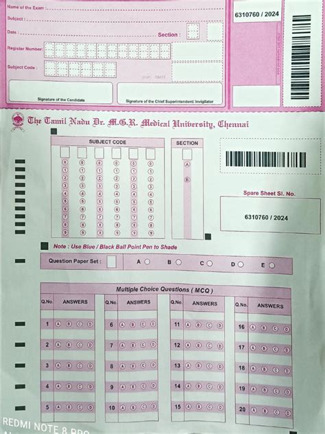 Mbbs Answer Sheet
