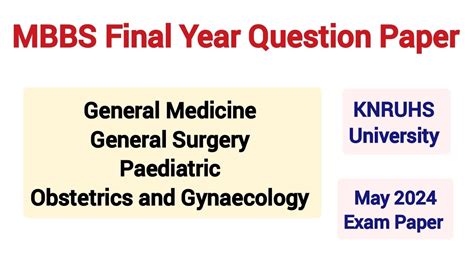 Full Download Mbbs Final Year Question Paper Part 
