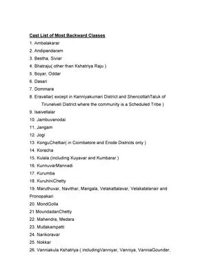 Mbc Caste List