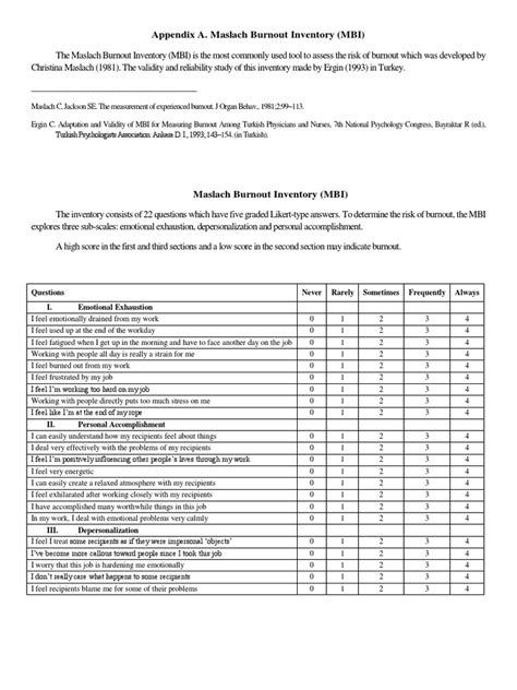 Mbi Hss Questionnaire