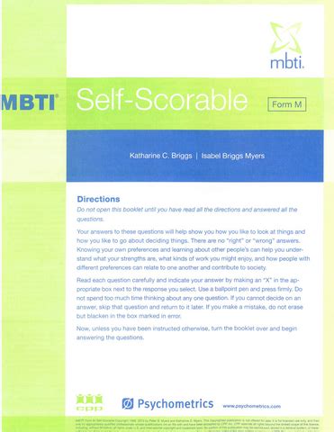 mbti self scorable form