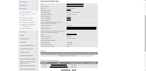 Mca Company Master Data
