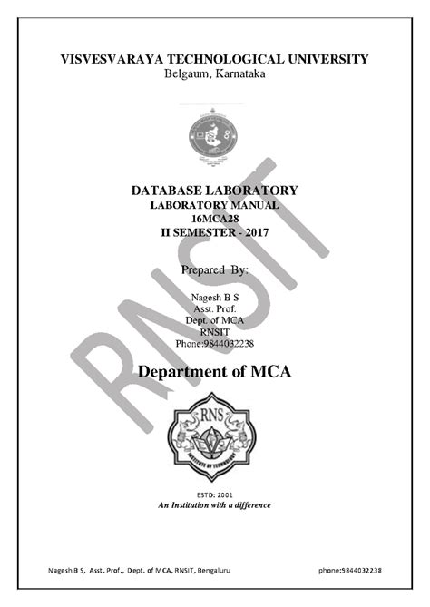 Mca Dbms Lab Manual