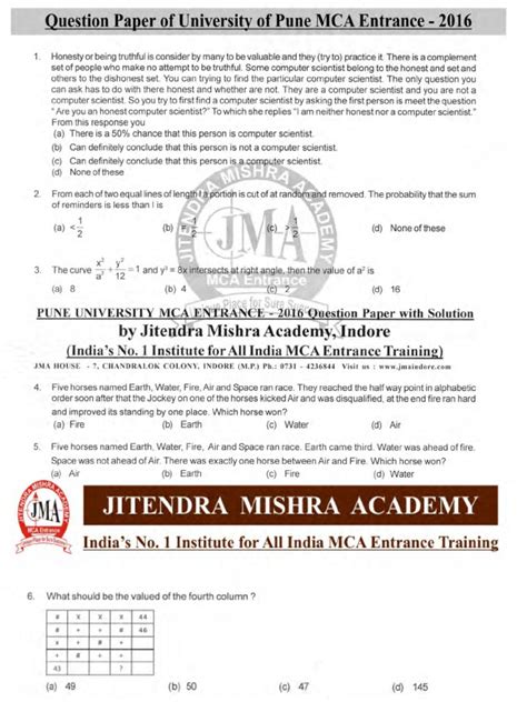 Full Download Mca Entrance Question Paper For Pune University File Type Pdf 