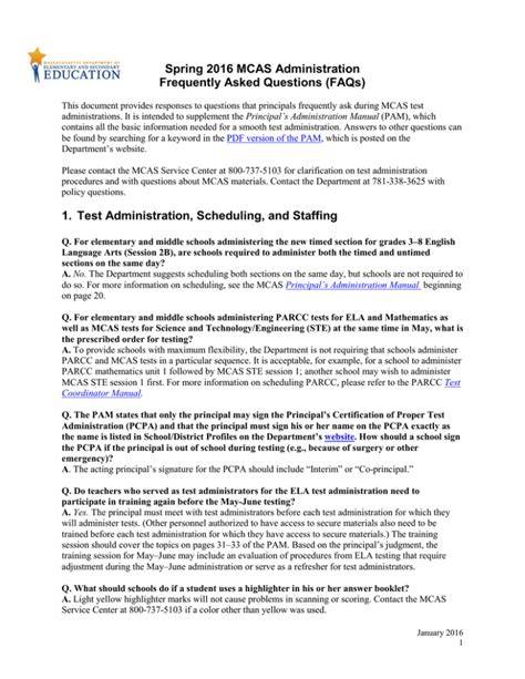 mcas test administration frequently asked questions faqs