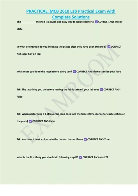 Mcb 2010 Lab Practical Study Guide