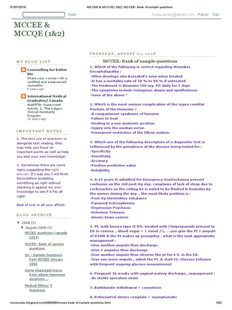 Mccee Mccqe Sample Questions