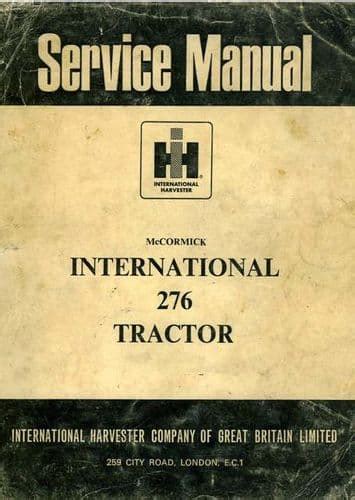 Read Mccormick International Tractor 276 Workshop Manual 