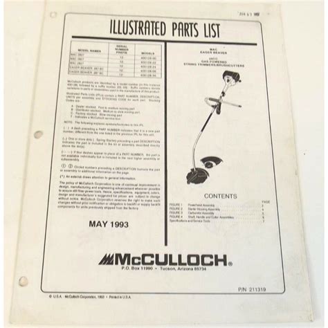 mcculloch part list trimmac250ls