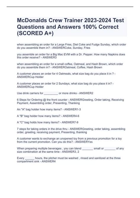 Read Online Mcdonalds Quality Unit Test Answers 