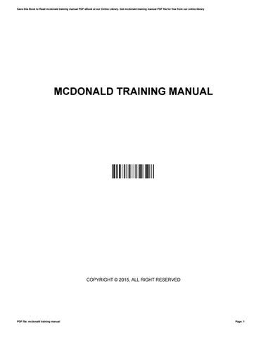 Read Online Mcdonalds Training Manual File Type Pdf 