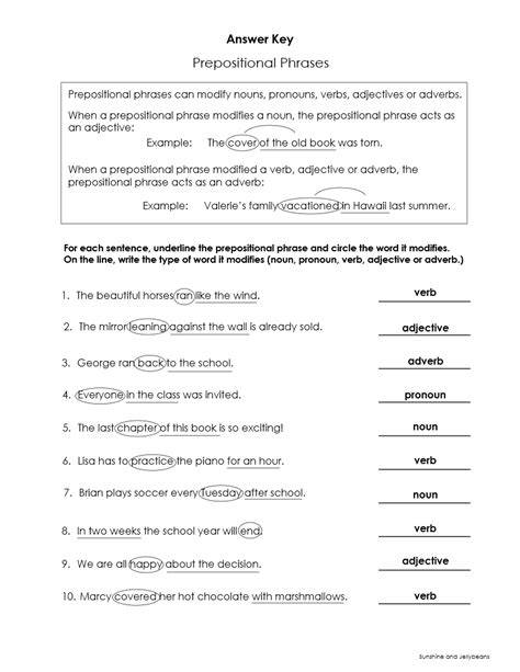 mcdougal answers prepositional phrases