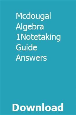 Read Online Mcdougal Algebra 1Notetaking Guide Answers 