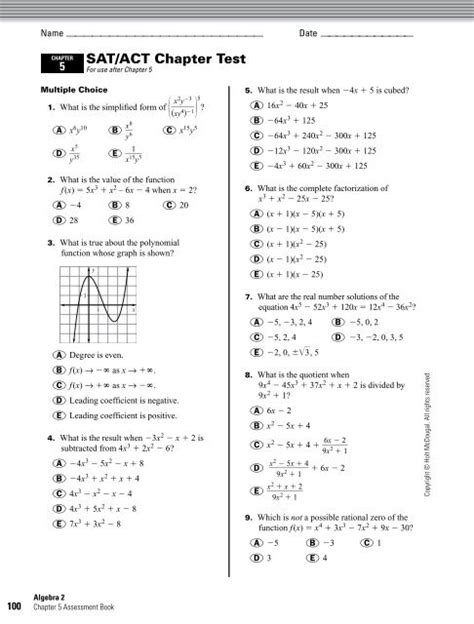 Download Mcdougal Littell Algebra 2 Chapter 5 Test Answers 