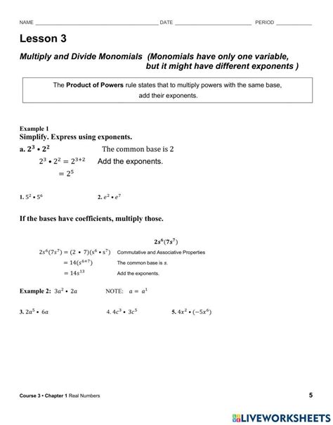 mcgraw dividing monomials algebra 1 answer key