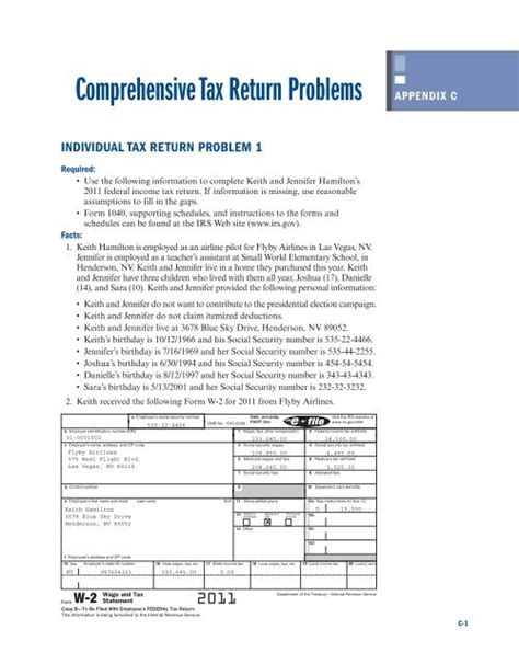 mcgraw hill comprehensive tax return problems solutions