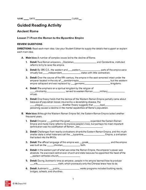 Mcgraw Hill Guided Reading Activity Answer Key