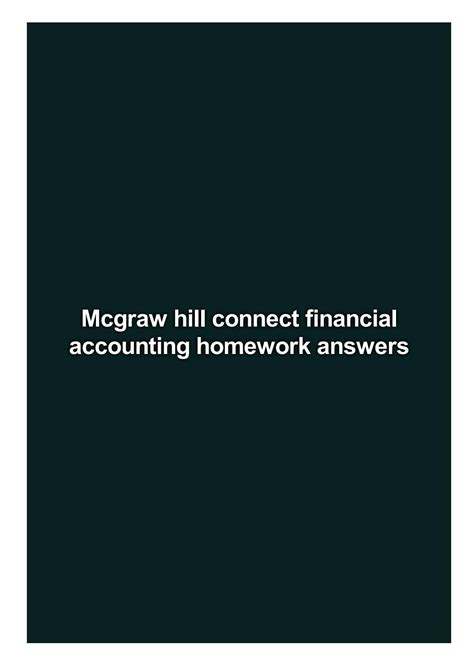 Read Online Mcgraw Hill Connect Financial Management Homework Answers 