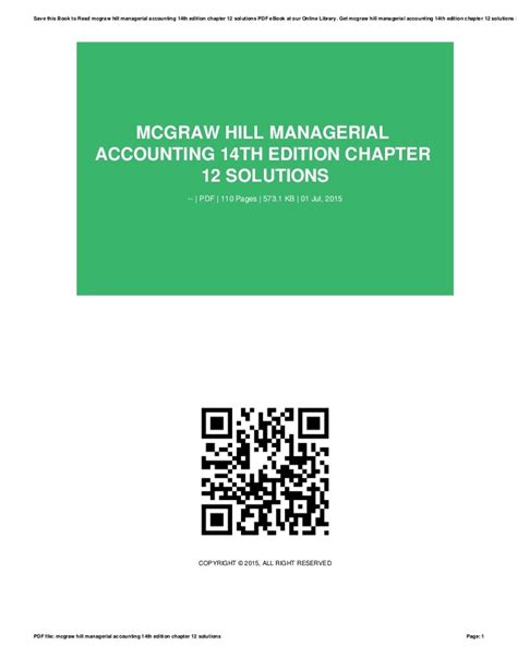 Read Online Mcgraw Hill Managerial Accounting Chapter 12 Solutions 
