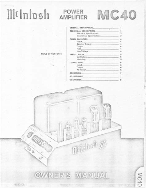 Download Mcintosh Mc40 User Guide 