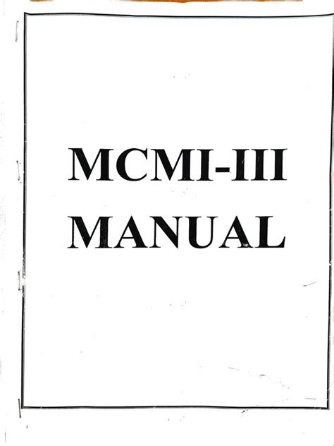 Mcmi Test Manual