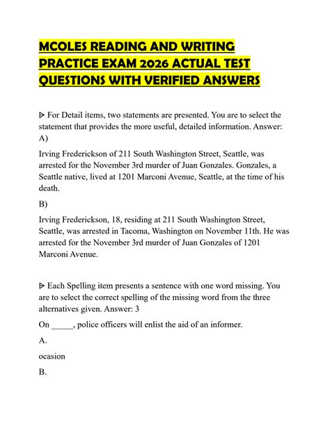Mcoles Practice Test