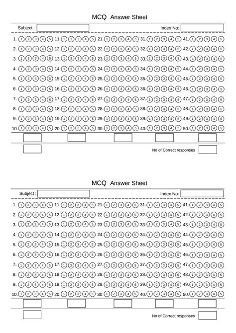 Mcq Blank Sheet