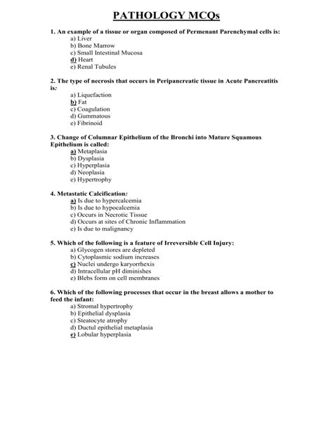 Mcq In Pathology