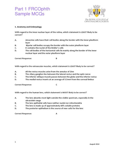 mcq s for frcophth