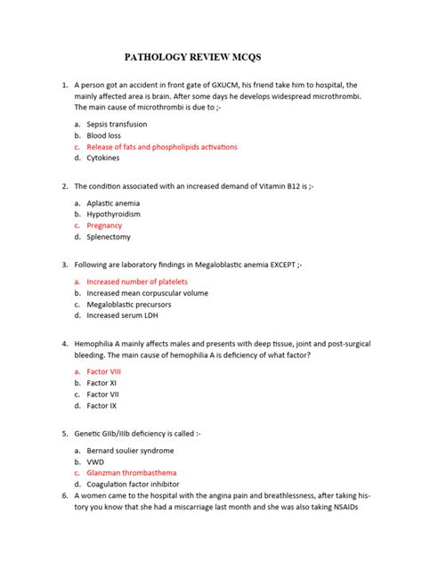 Mcqs In Pathology