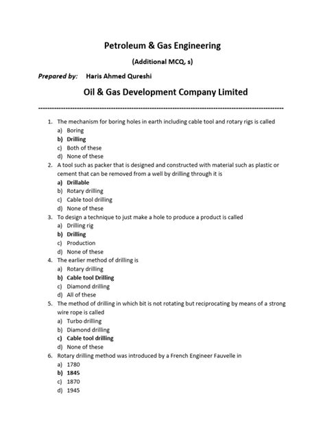 Mcqs In Petroleum Engineering