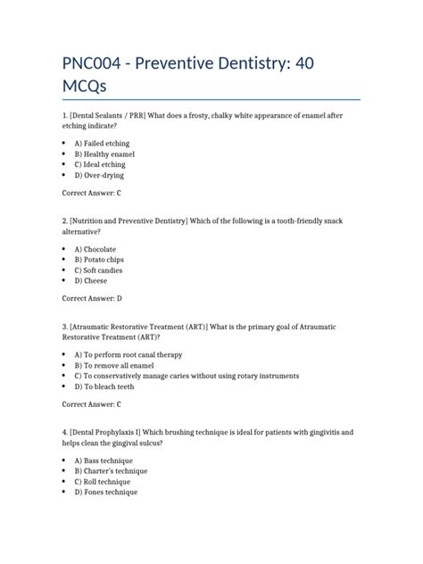 mcqs in preventive dentistry