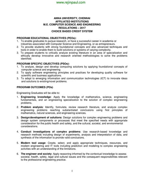Read Me Computer Science Engineering Syllabus Anna University Chennai 
