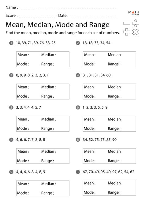 Mean Median Mode And Range Worksheets Tutoring Hour Median Mode And Range Worksheet - Median Mode And Range Worksheet