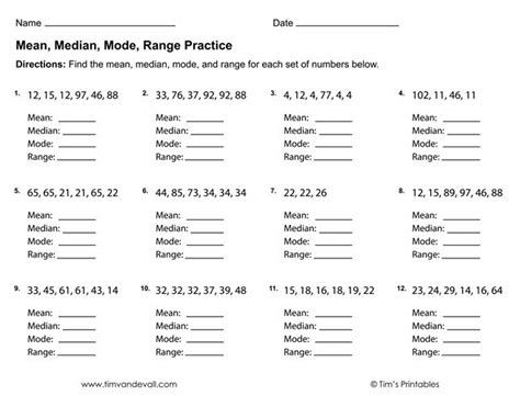 Mean Median Mode Range Worksheets Pdf Median Mode Range Worksheet - Median Mode Range Worksheet