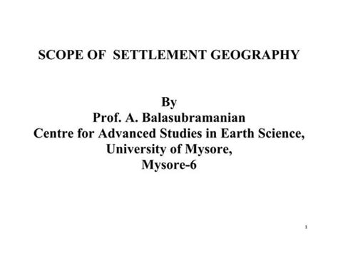 Meaning And Scope Of Settlement Geography