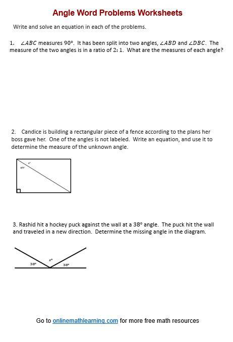 measure of angle word problems