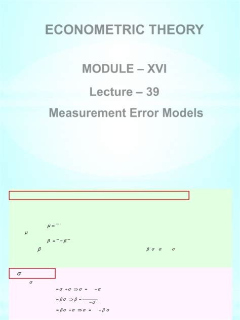 Measurement Errors Econometrics At Illinois
