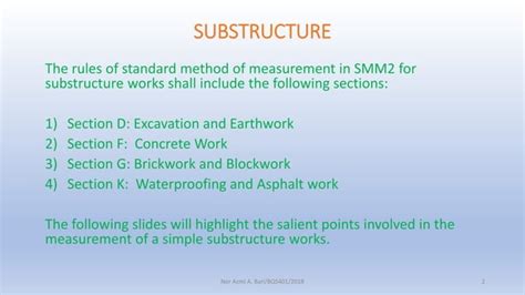 measurement of substructure works taking off