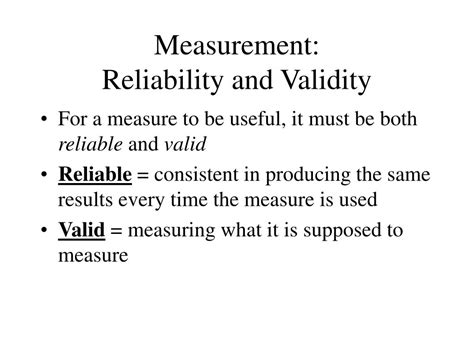 Measurement Reliability And Validity