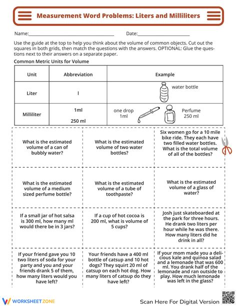 Measurement Word Problems Liters And Milliliters Worksheets Liters And Milliliters Worksheet - Liters And Milliliters Worksheet