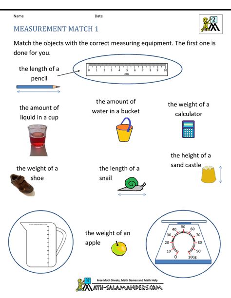 Measurement Worksheets K5 Learning Measuring Match Up Worksheet Answers - Measuring Match Up Worksheet Answers