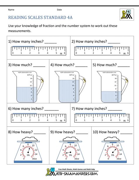 Measurement Worksheets Math Salamanders Measuring Techniques Worksheet - Measuring Techniques Worksheet