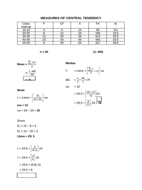 Measures Of Central Tendency Pdf