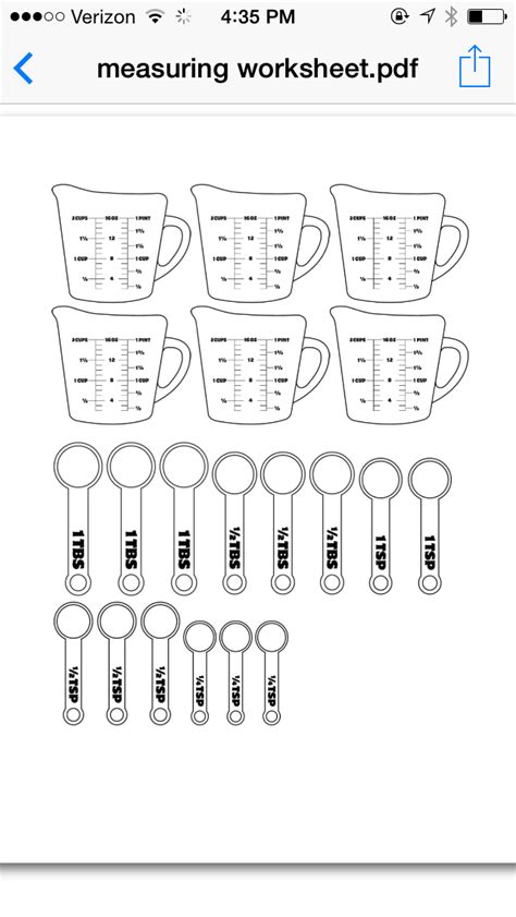 Measuring Cups Worksheet   Measuring Cups And Spoons Worksheets Kiddy Math - Measuring Cups Worksheet