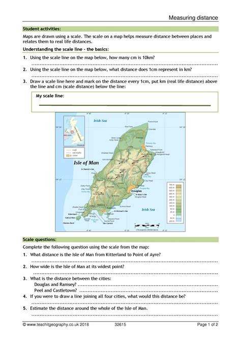 Measuring Distance And Scale Ks3 Geography Teachit Scale And Distance Worksheet - Scale And Distance Worksheet